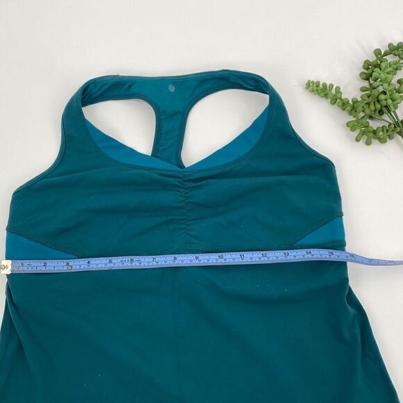 Lululemon Racer Back‎ Cinch Front Tank Medium Support Green Size 10 - Picture 9 of 12